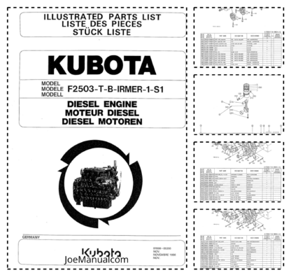 Kubota F2503-T-B Diesel Engine Parts Manual