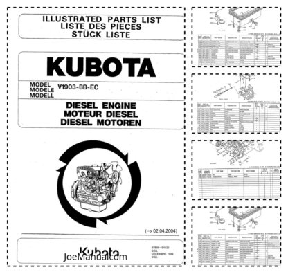 Kubota V1903-BB-EC Diesel Engine Parts Manual