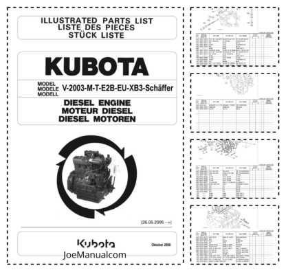 Kubota V2003-M-T-E2B-EU Diesel Engine Parts Manual