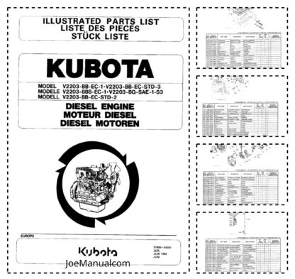 Kubota V2203 Diesel Engine Parts Catalog