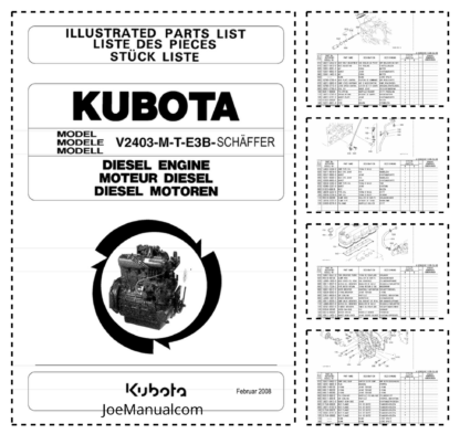 Kubota V2403-M-T-E3B-SHF-1 Diesel Engine Parts Manual
