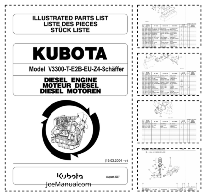 Kubota V3300-T-E2B Diesel Engine Parts Manual