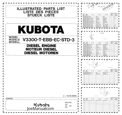 Kubota V3300-T-EBB-EC-STD3 Diesel Engine Parts Manual