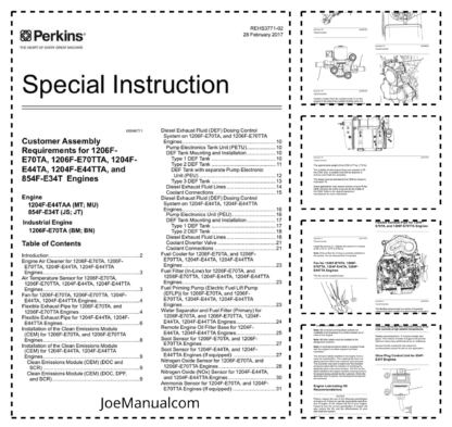 PERKINS 1204F and 1206F Special Instruction