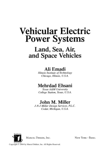 Vehicular Electric Power Systems - Ali Emadi