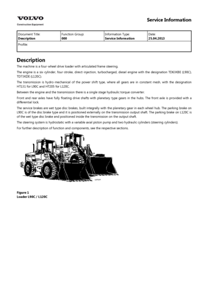 Volvo L90C 120C Wheel Loader Service Repair Manual - Image 2