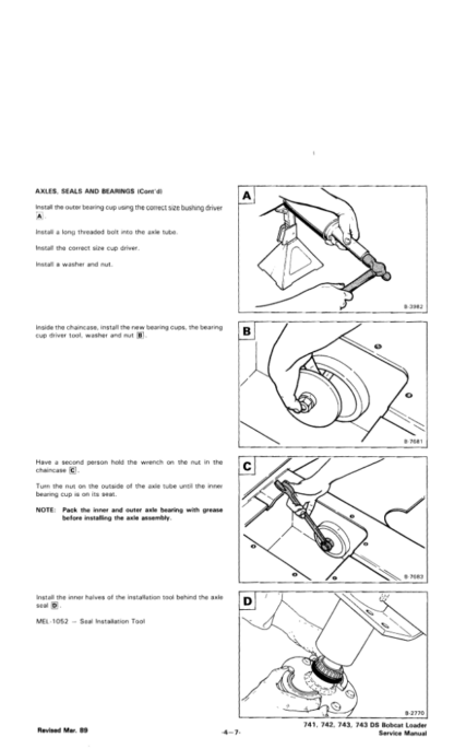 Bobcat 741 742 742B 743 743B 743DS Skidsteer Service Manual - Image 4