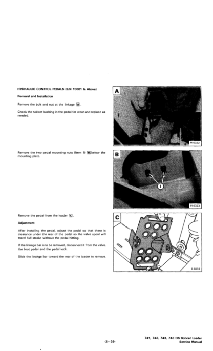 Bobcat 741 742 742B 743 743B 743DS Skidsteer Service Manual - Image 11
