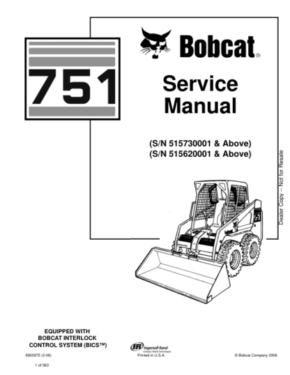 Bobcat 751 Skidsteer Loader Service Manual 5153 5156 - Image 2