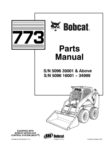 Bobcat 773 Skidsteer Parts Manual 5096 - Image 2