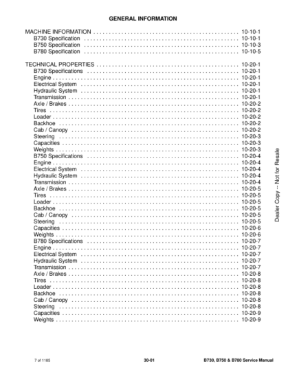 Bobcat B730 B750 B780 Backhoe Loader Service Manual - Image 4