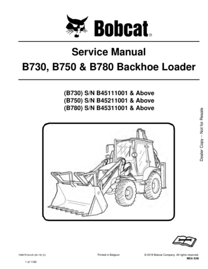 Bobcat B730 B750 B780 Backhoe Loader Service Manual - Image 2