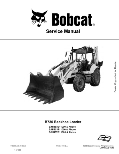 Bobcat B730 Backhoe Loader Service Manual - Image 2