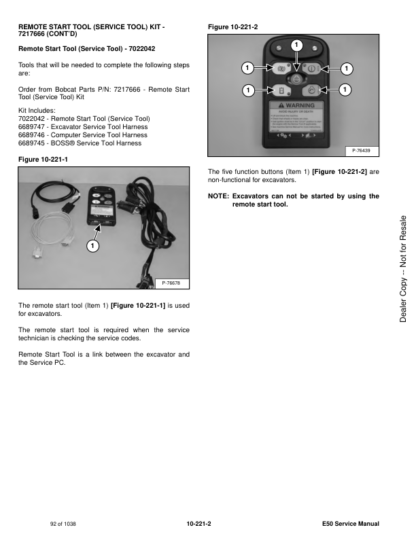 Bobcat E50 Compact Excavator Service Manual - Image 11
