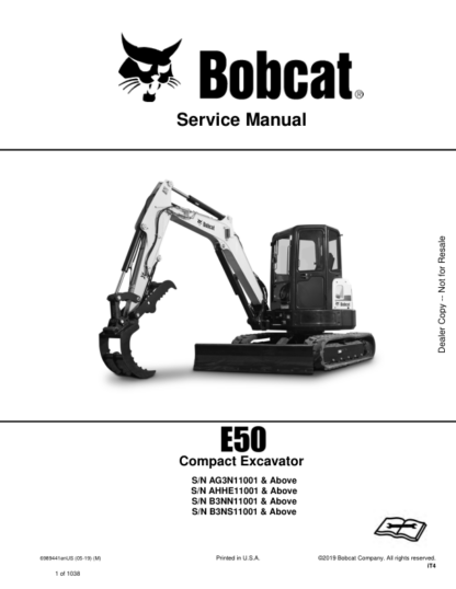 Bobcat E50 Compact Excavator Service Manual - Image 2