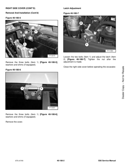 Bobcat E85 Excavator Service Manual - Image 11