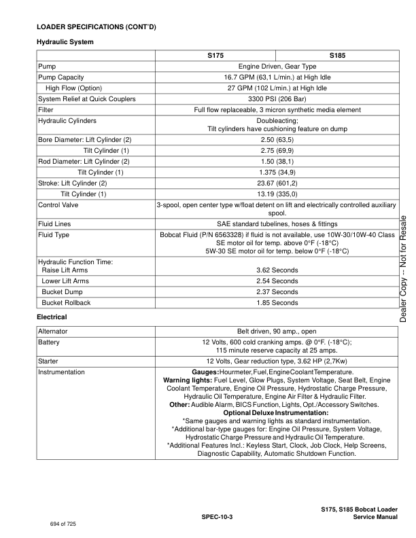 Bobcat S175 S185 Skid-Steer Loader Service Manual 517-519 - Image 17