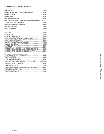 Bobcat S175 S185 Skid-Steer Loader Service Manual 5250-5253 - Image 4