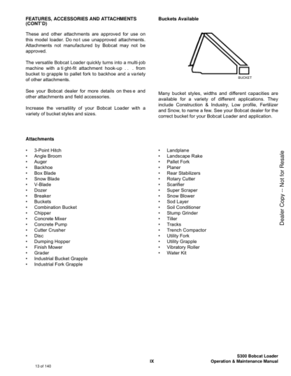 Bobcat S300 Skidsteer Operation Maintenance Manual 5215 5216 - Image 7