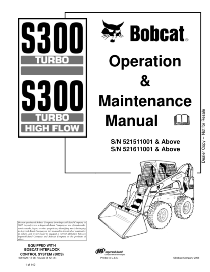 Bobcat S300 Skidsteer Operation Maintenance Manual 5215 5216 - Image 2