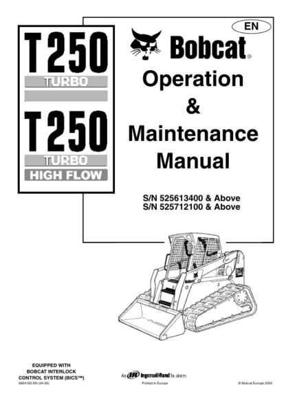 Bobcat T250 HF Operation Maintenance Manual 5256 5257 - Image 2