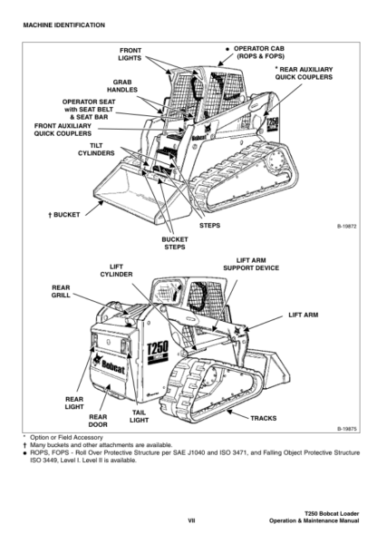 Bobcat T250 HF Operation Maintenance Manual 5256 5257 - Image 7
