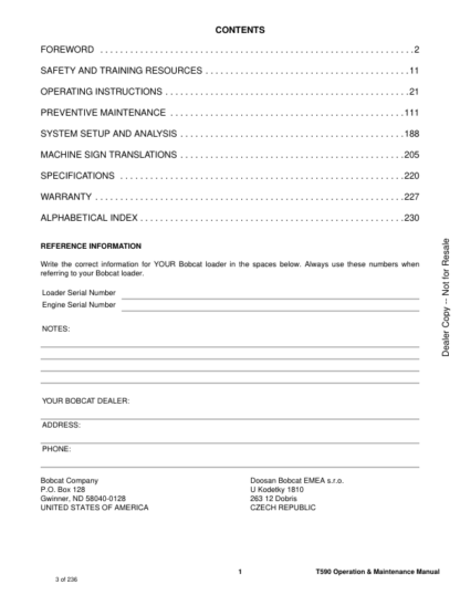 Bobcat T590 Compact Track Loader Operation Maintenance Manual - Image 6