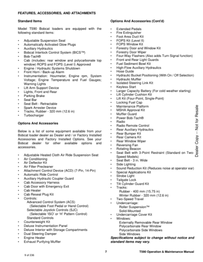 Bobcat T590 Compact Track Loader Operation Maintenance Manual - Image 8