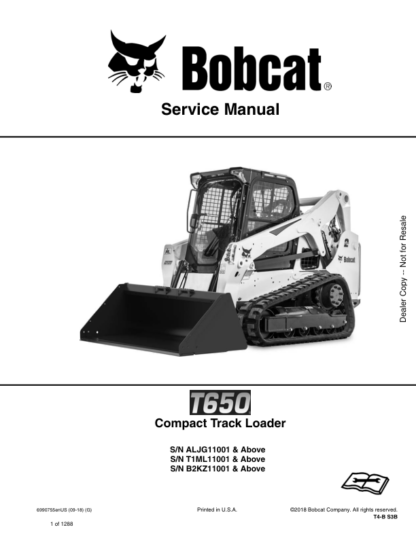 Bobcat T650 Compact Track Loader Service Manual ALJG T1ML B2KZ - Image 2