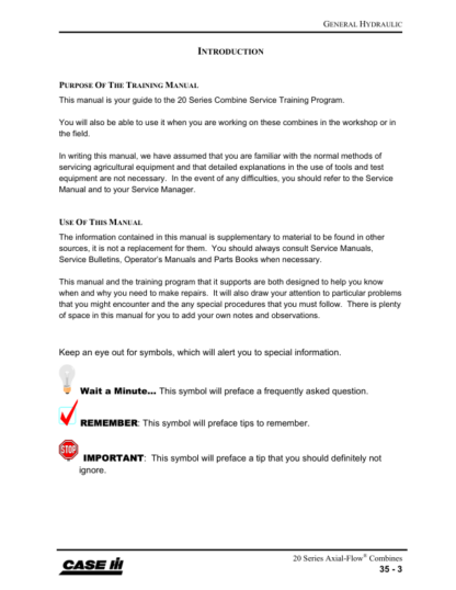 CASE 20 Series Axial Flow Combine Service Training Manual - Image 8