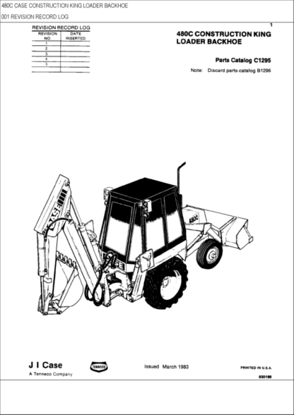 CASE 480C Construction King Backhoe Parts Catalog Manual - Image 2