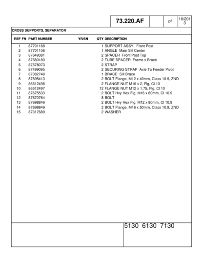 CASE 5130 6130 7130 Combine Common Cab Parts Catalog - Image 16