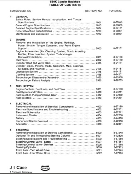 CASE 580 K Backhoe Loader Service Manual - Image 3