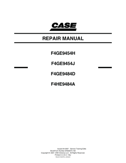 CASE F4GE9454H F4GE9454J F4GE9484D F4HE9484A Engine Repair Manual - Image 2