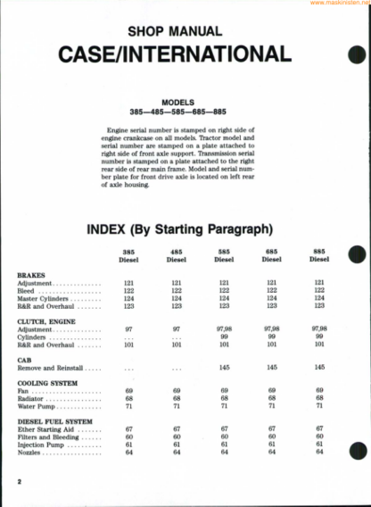 CASE IH 385 485 585 685 885 Tractor Shop Manual - Image 2