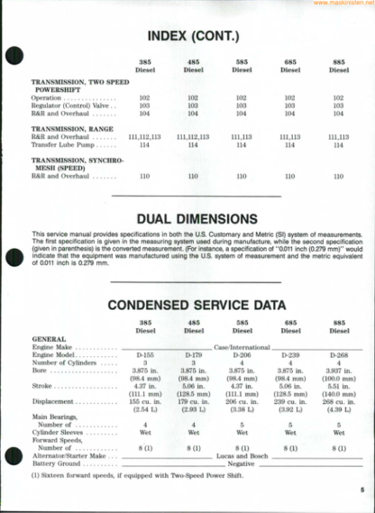 CASE IH 385 485 585 685 885 Tractor Shop Manual - Image 8