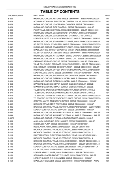 CASE IH 595 SLE 595 SLP Backhoe Loader Parts Catalog - Image 6
