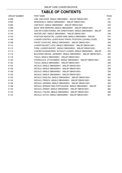 CASE IH 595 SLE 595 SLP Backhoe Loader Parts Catalog - Image 8