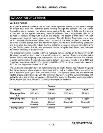 CASE IH CX130-240 Excavator Service Training Manual - Image 6