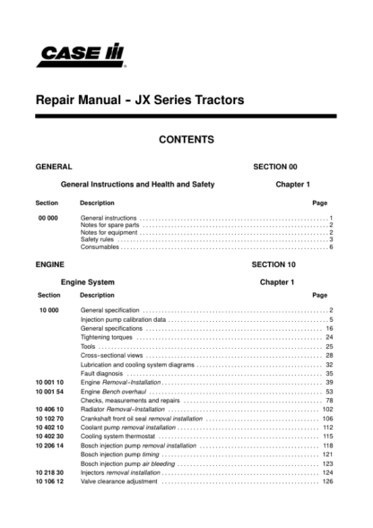 CASE IH JX60 JX70 JX80 JX90 JX95 Tractor Service Manual - Image 4
