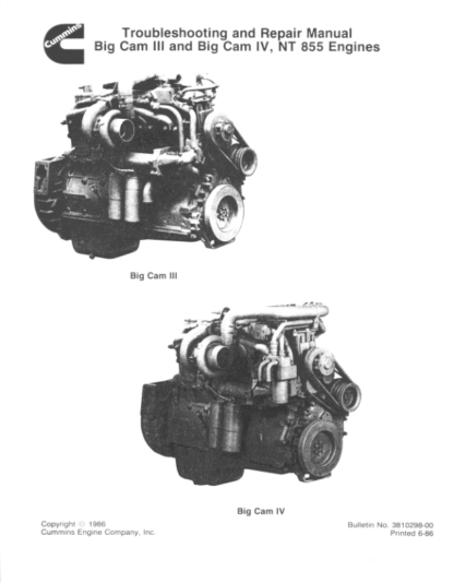 Cummins - Big Cam III  Big Cam IV Troubleshooting and Repair Manual - Image 2
