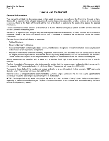 Cummins ISM ISMe QSM11 Engine Service Manual Volume 1 2012 - Image 5