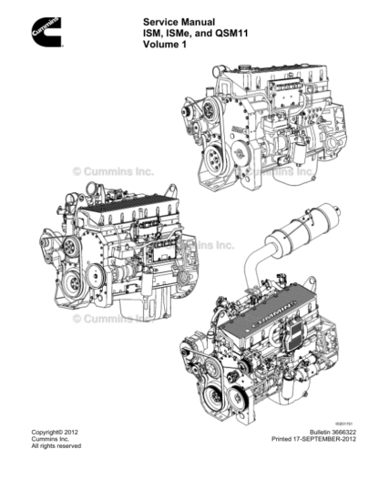 Cummins ISM ISMe QSM11 Engine Service Manual Volume 1 2012 - Image 3