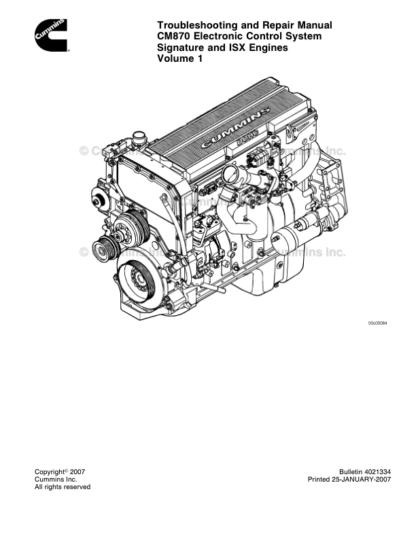 Cummins ISX Engine CM870 Electronic Control System Repair Manual Vol 1 - Image 3