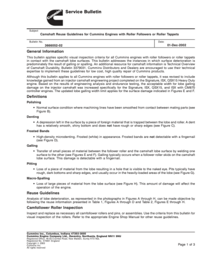 Cummins ISX QSX15 Engine Service Manual Volume 1 2005 - Image 3