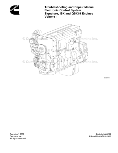 Cummins ISX QSX15 Engine Troubleshooting Repair Manual Electronic Costrol System Vol 1 2007 - Image 3