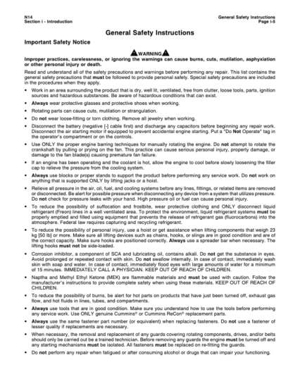 Cummins N14 Base Engine STC Celect Plus Repair Manual Vol 1 - Image 5