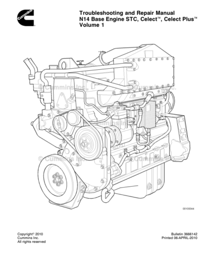 Cummins N14 Base Engine STC Celect Plus Repair Manual Vol 1 - Image 3