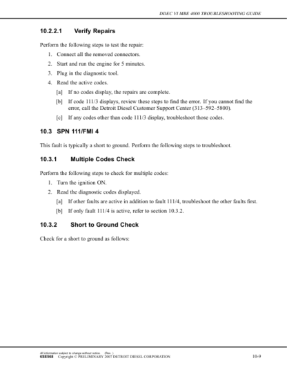 Detroit DDEC IV MBE4000 Troubleshooting Guide - Image 9