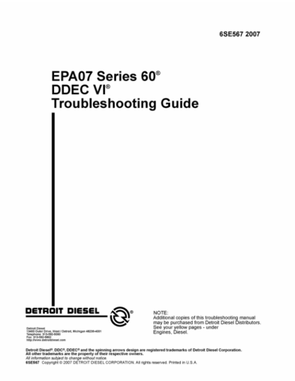 Detroit EPA07 Series 60 DDEC IV Troubleshooting Guide - Image 2